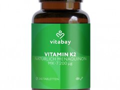 Vitamina K2 MK-7 200 mcg - 240 Tablete vegane, Vitabay